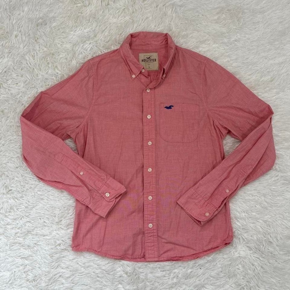 Y2K 2010s Preppy Hollister pink button up shirt